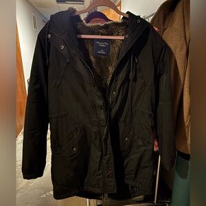 American Eagle Outfitters Women’s Dark Jacket with Fur Lining